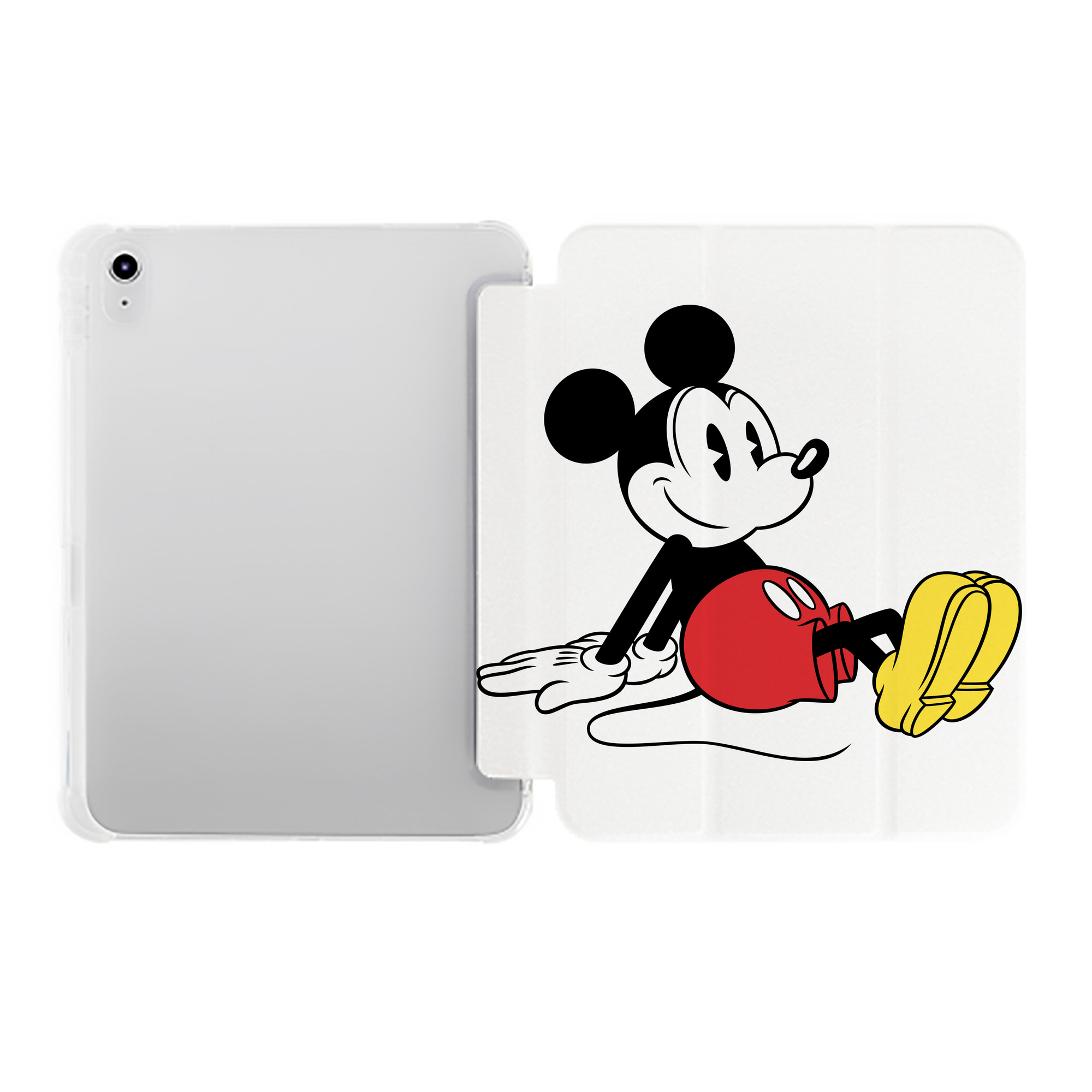 （画像用） ミッキーマウス Mickey Mouse IPad ケース ペン収納付き 三つ折りスタンド PUレザー×シリコン 対応機種9.5/10.5/10.9インチ